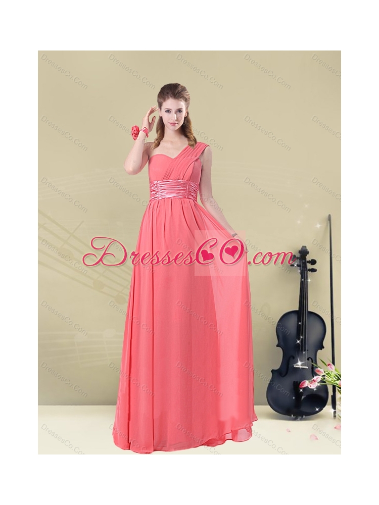 Fall Perfect Floor Length Belt One Shoulder Dama Dress Fitted