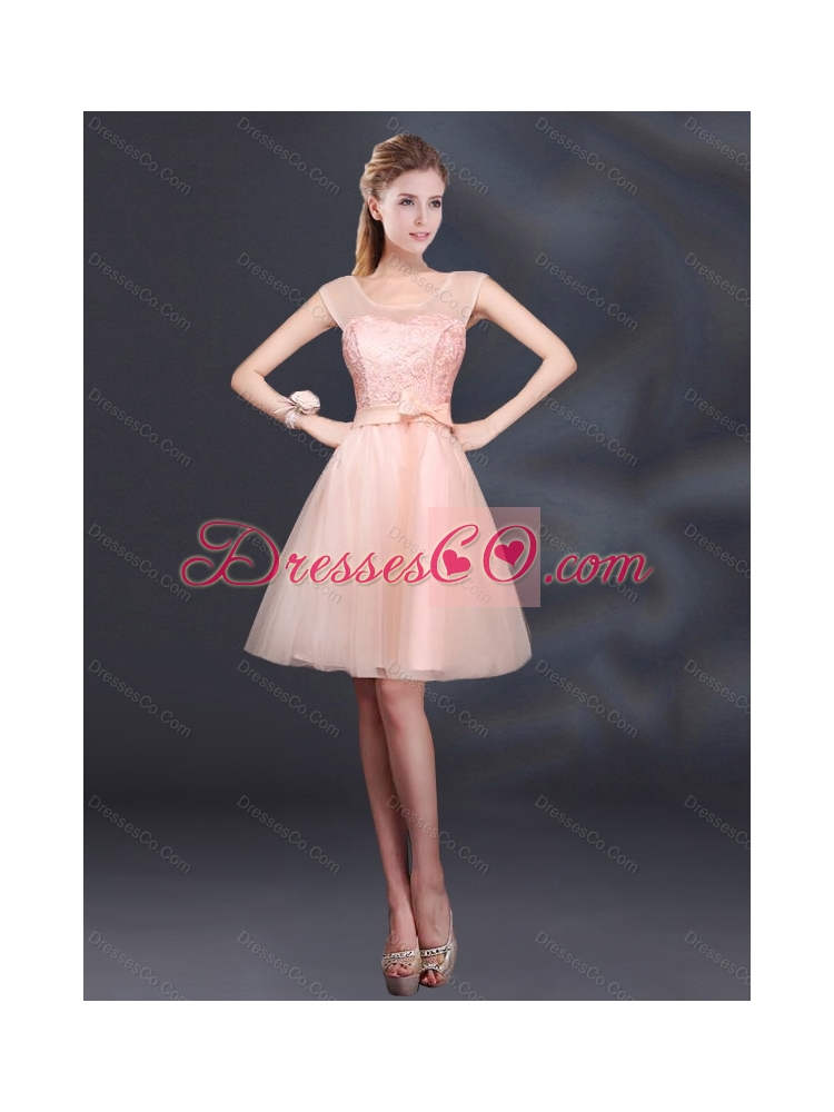 Beautiful Lace Up Tulle Dama Dress with A Line