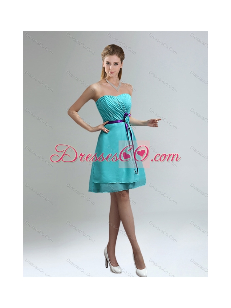 Elegant  Summer Blue And Purple Dama Dress with Ruches