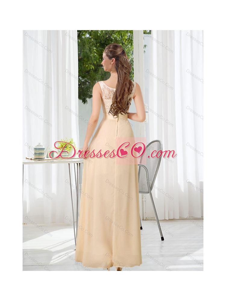 Perfect Bateau Empire  Summer Dama Dress with Lace and Belt