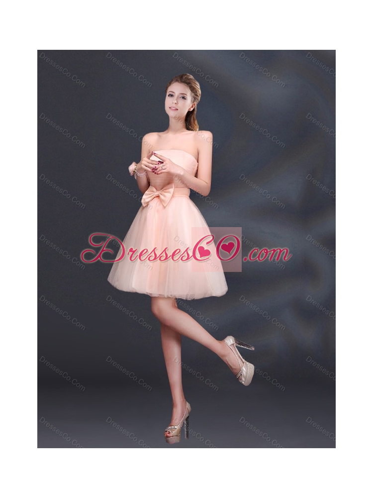 Summer Elegant Bowknot A Line Strapless Dama Dress with Lace Up