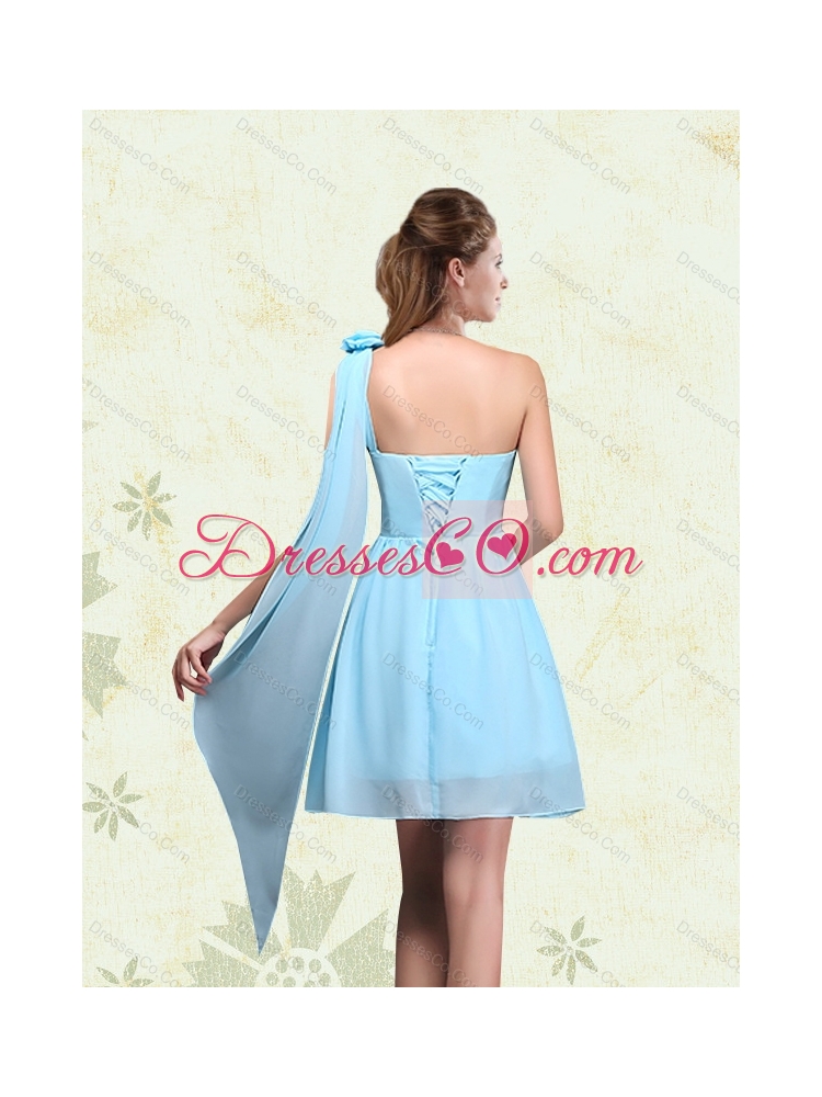 Summer Elegant Ruching One Shoulder Chiffon Dama Dresses