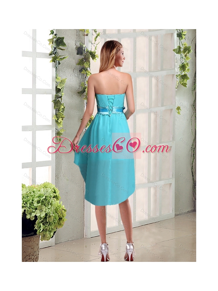 Summer New Style A Line Dama Dress with Ruching and Belt