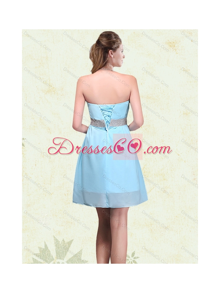Summer Strapless A Line Ruching Sequins Chiffon Beautiful Dama Dresses