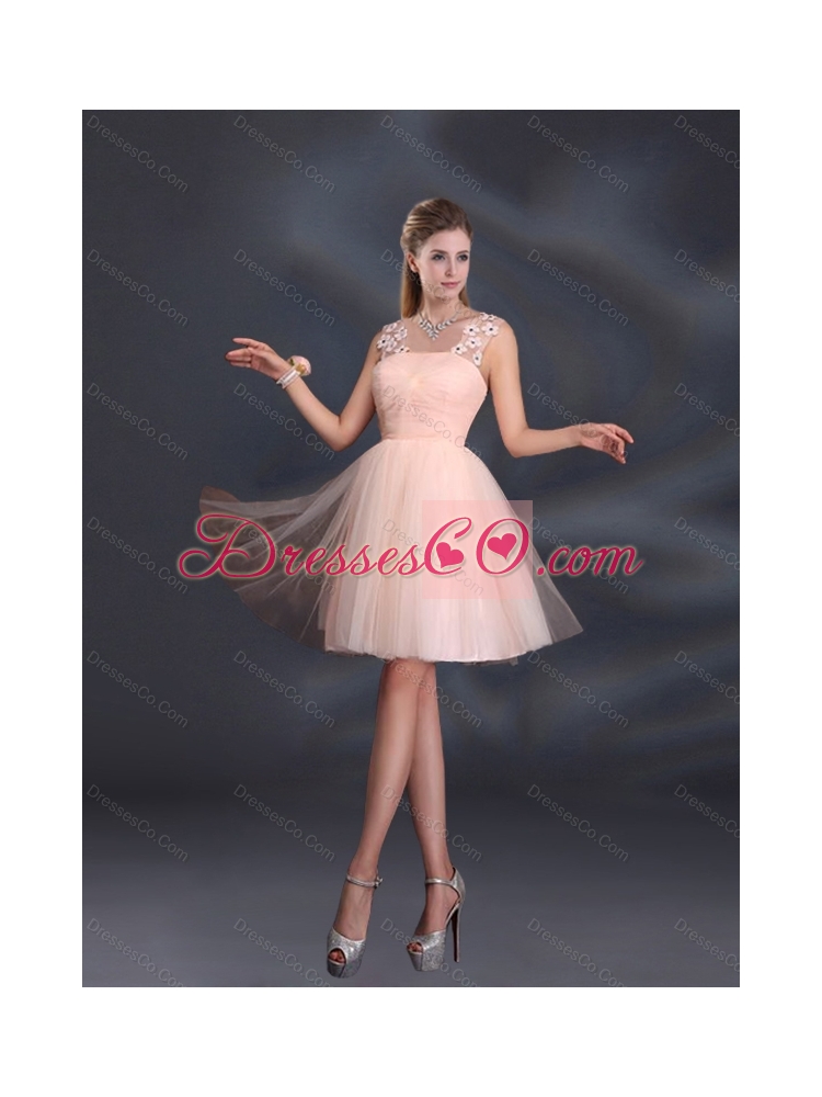 Baby Pink Mini Length  Summer Top Seller Dama Dresses