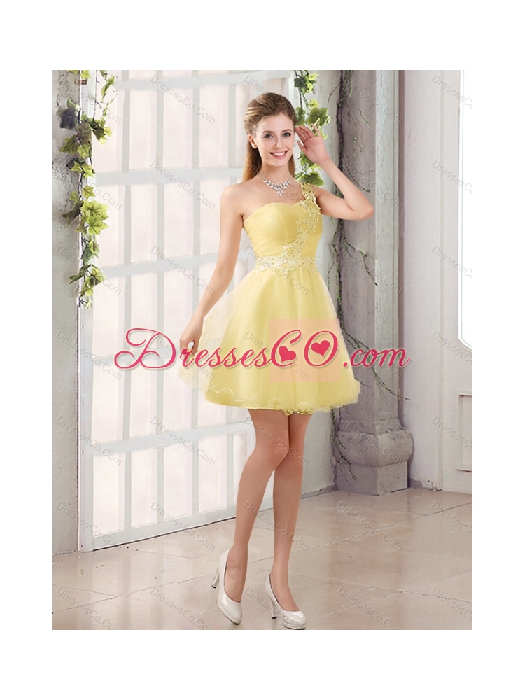 Luxurious  Summer Appliques A Line Mini Length Dama Dress with One Shoulder