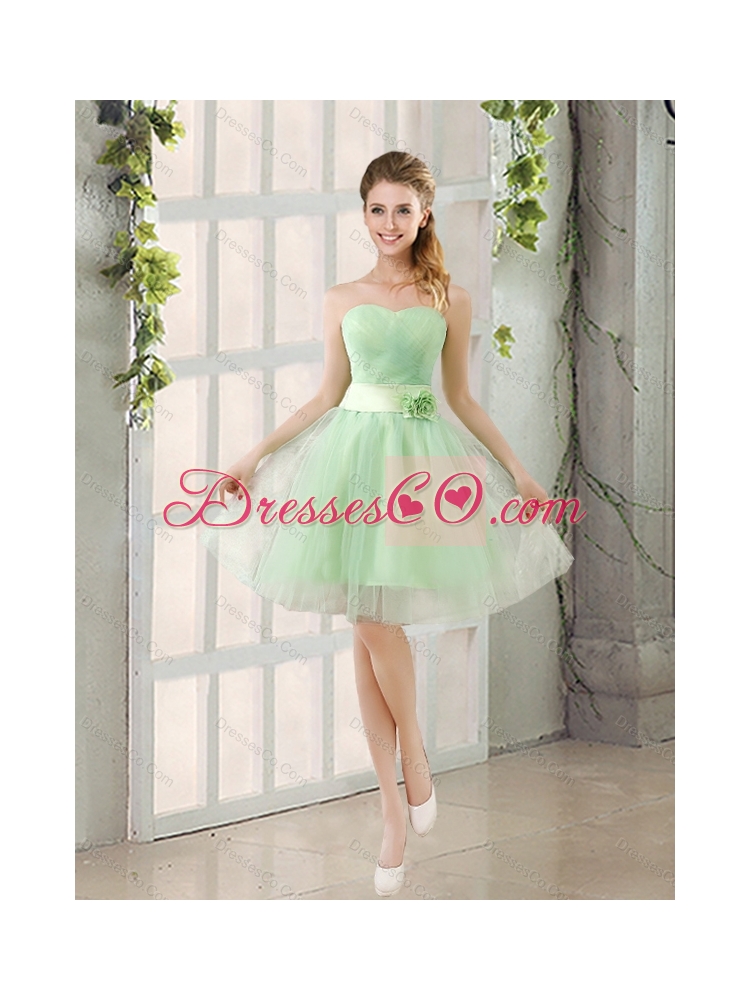 Luxurious Ruching Organza A Line Mini Length Dama Dress with Lace Up for  Summer