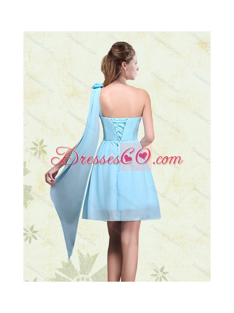 One Shoulder A Line Ruching Luxurious Dama Dress  Summer