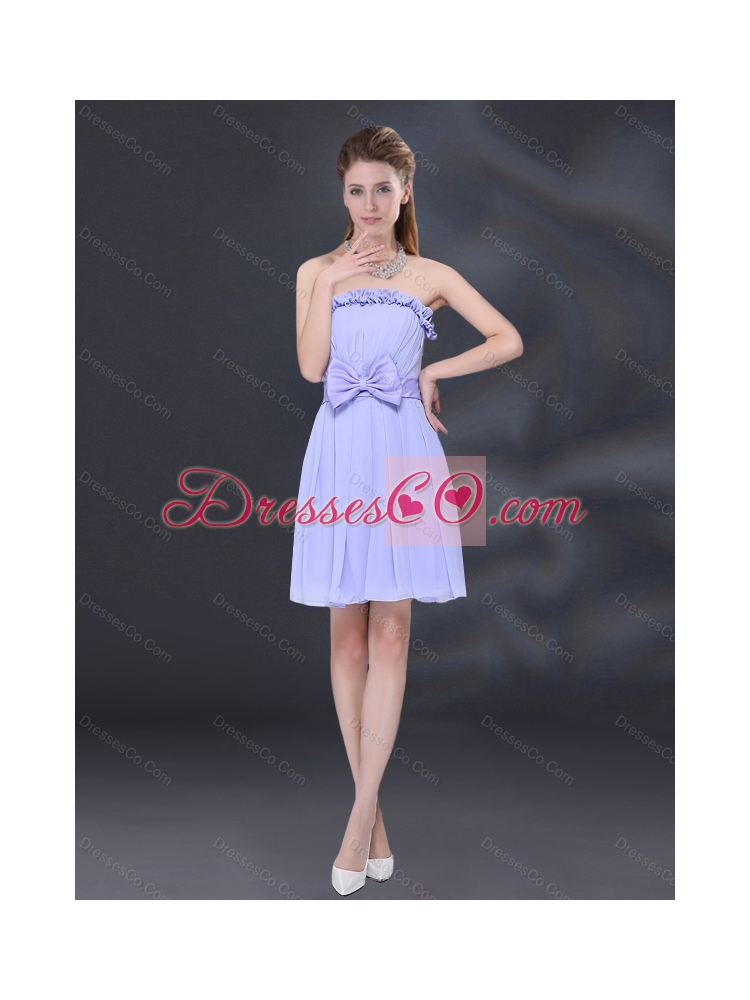 Summer Elegant Chiffon Lace Up Dama Dress in Lavender
