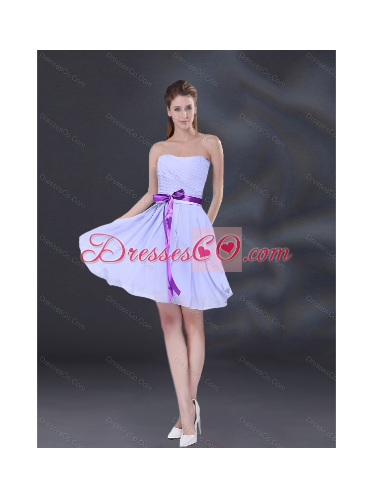 Summer Elegant Chiffon Lace Up Dama Dress in Lavender