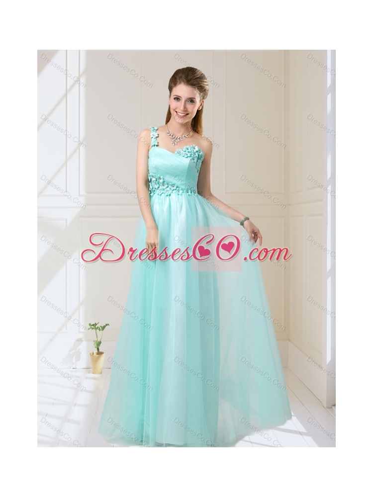 One Shoulder Floor Length New Style  Summer Dama Dress with Appliques
