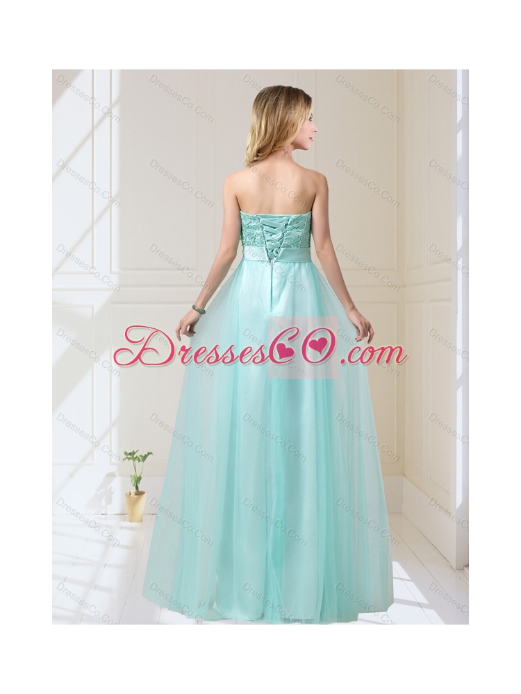 Empire Strapless Prom Dress with Hand Made Flowers