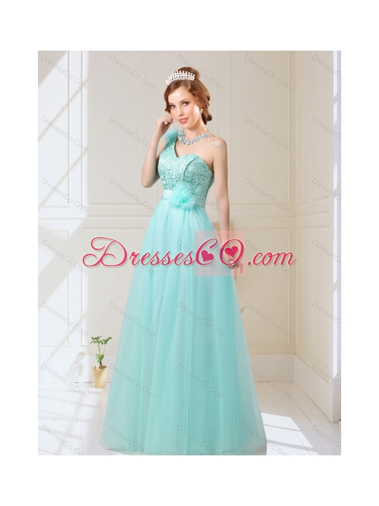 Empire Lace Up Hand Made Flowers Prom Dress in Mint  For