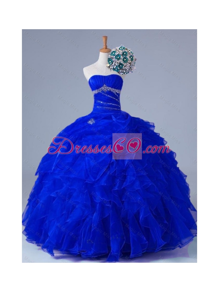 Artistic Strapless Beaded and Ruffles Quinceanera Gowns in Organza