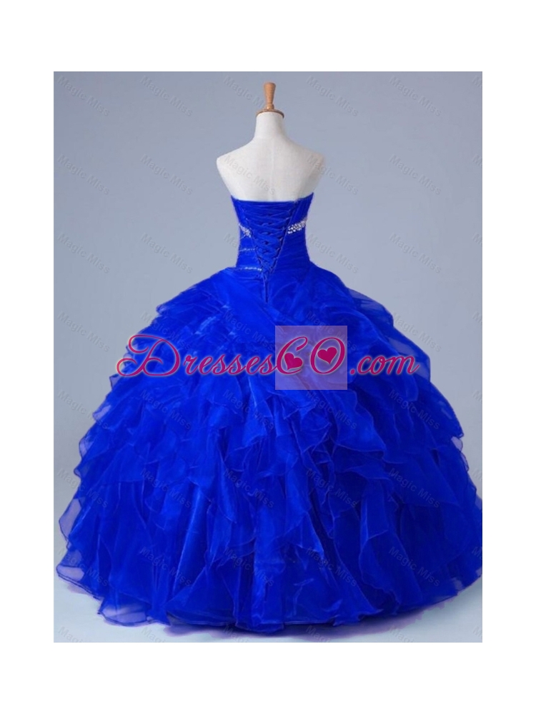 Artistic Strapless Beaded and Ruffles Quinceanera Gowns in Organza