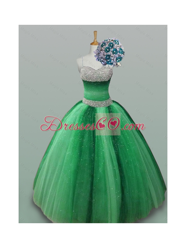 Beautiful Spaghetti Straps Quinceanera Dress with Beading
