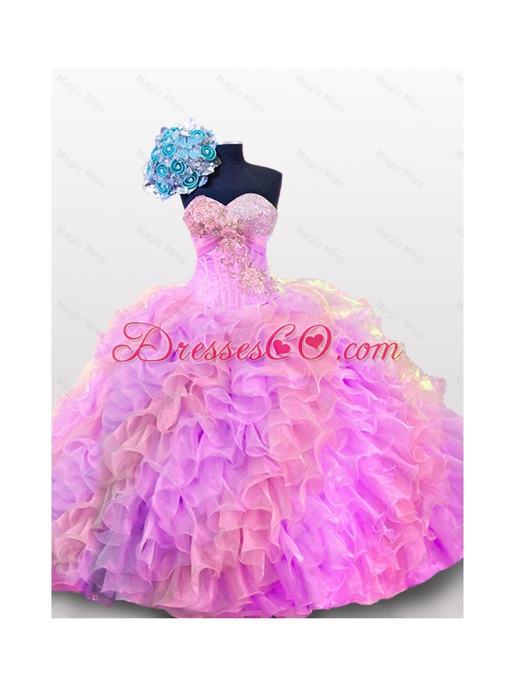 Sequins and Ruffles Quinceanera Gowns in Organza