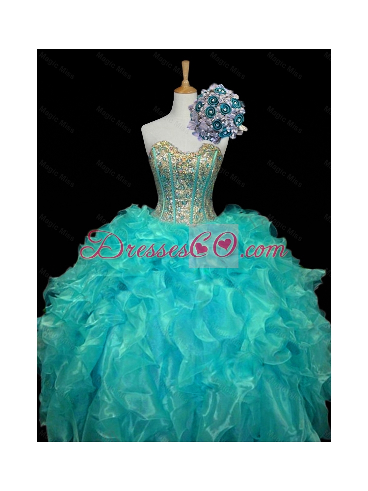 New Arrival Mint Quinceanera Dress with Sequins and Ruffles