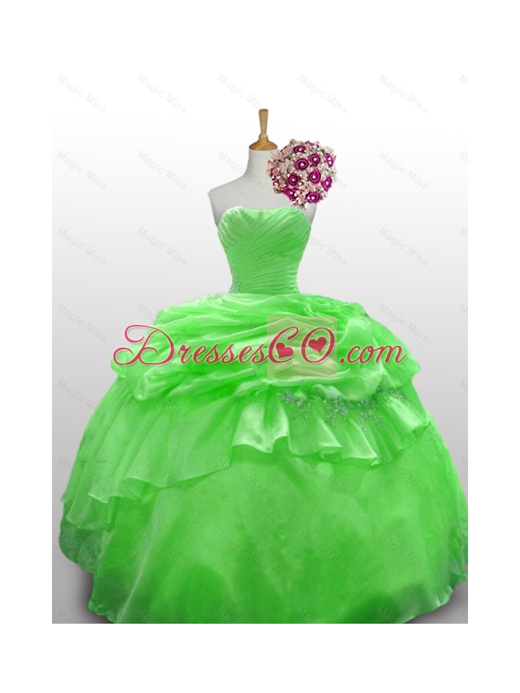 Perfect Strapless Beading Quinceanera Gowns in Spring Green