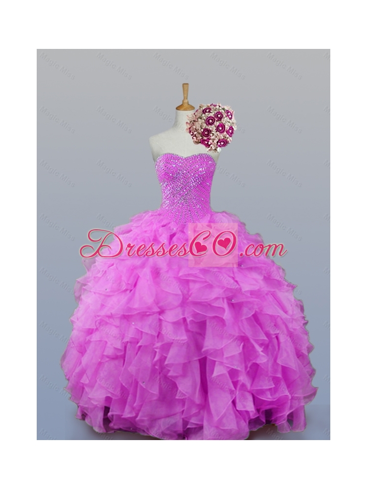 Dynamic Beaded Quinceanera Dress with Ruffles