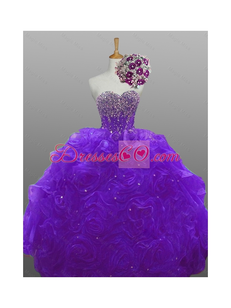 Perfect Beaded Quinceanera Dress with Rolling Flowers