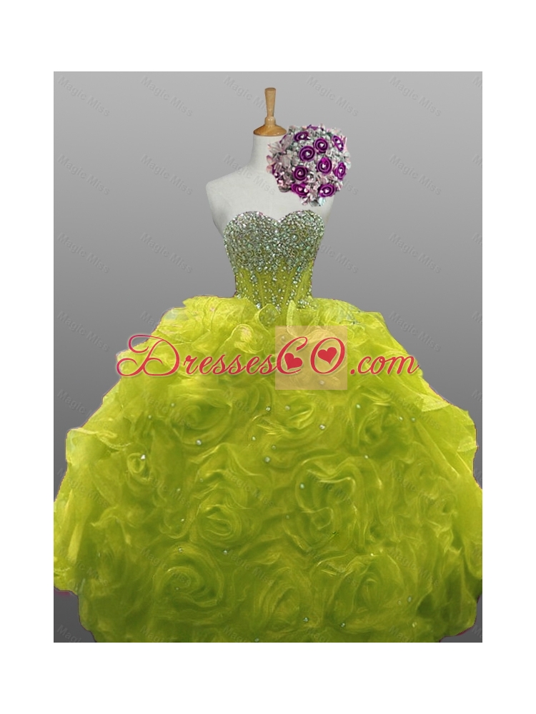 Popular Beaded Quinceanera Dress with Rolling Flowers