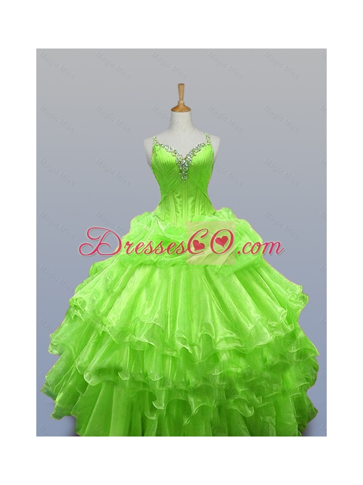 Romantic Straps Quinceanera Dress with Ruffled Layers