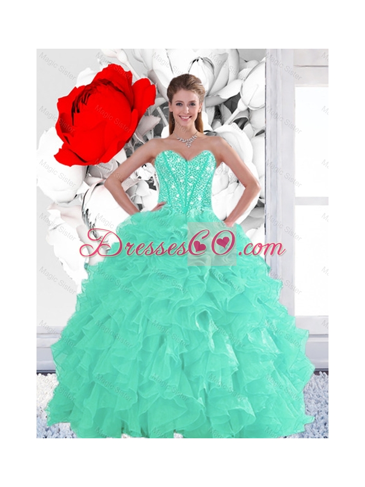 Perfect Appple Green Quinceanera Dress with Beading and Ruffles