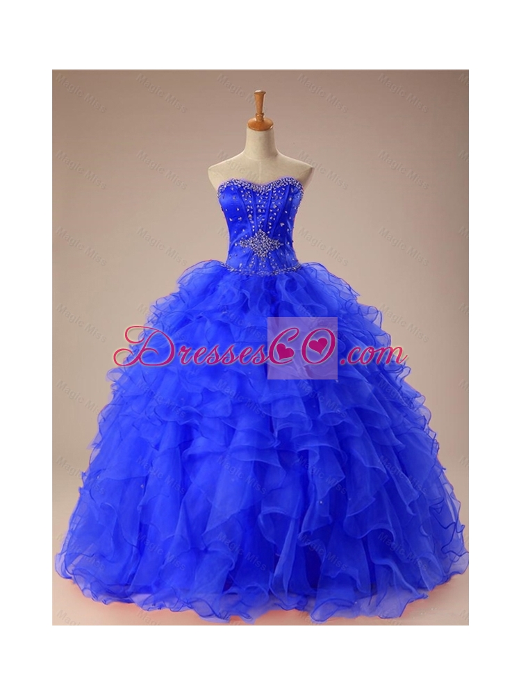 Artistic Beaded and Ruffles Quinceanera Dress in Organza