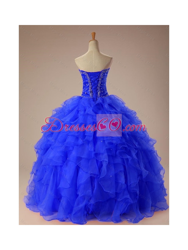 Artistic Beaded and Ruffles Quinceanera Dress in Organza