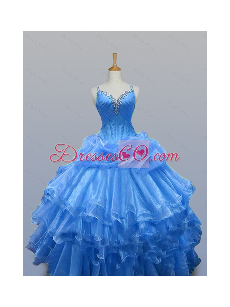 Beautiful Beaded Quinceanera Dress with Ruffled Layers for