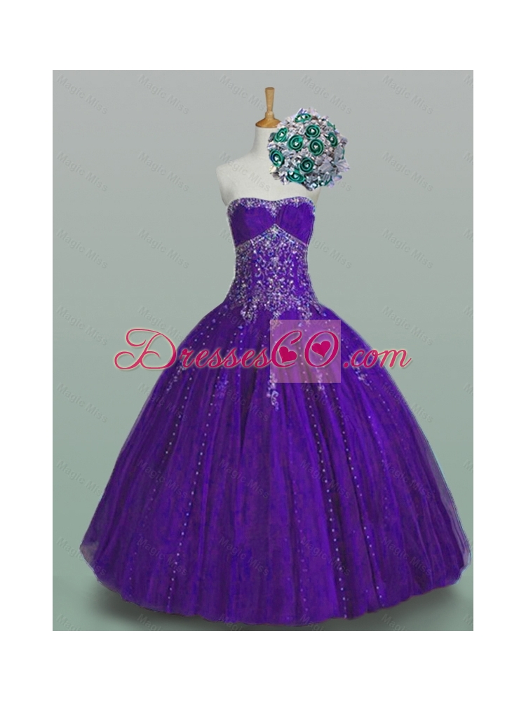 Flirting Strapless Quinceanera Dress with Beading and Appliques