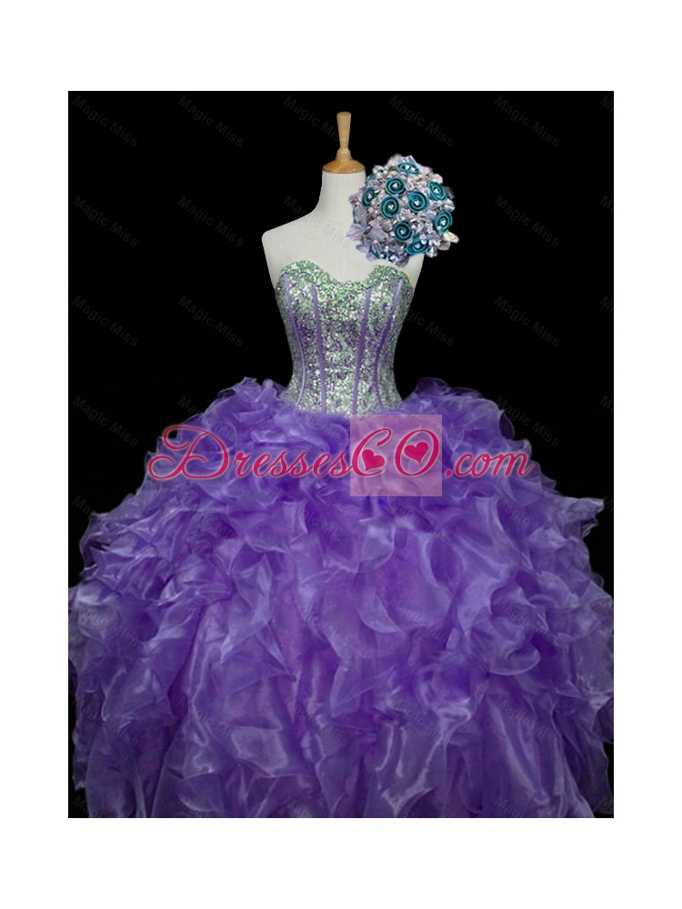 Pretty Purple Quinceanera Dress with Sequins and Ruffles for
