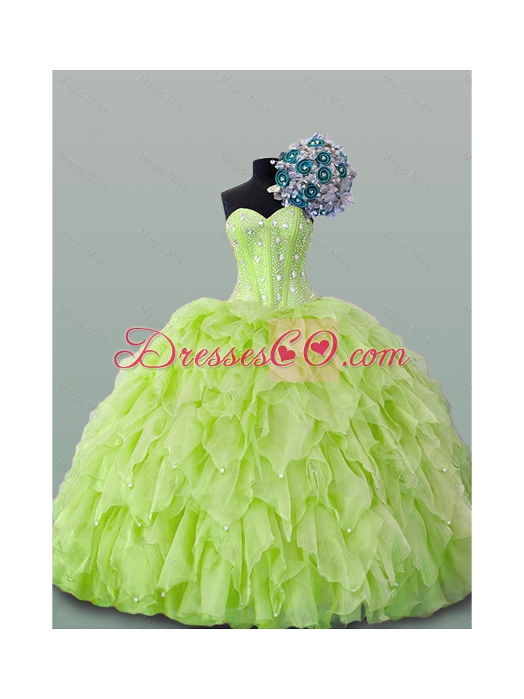 Fashionable Beaded and Ruffles Dress for Quince