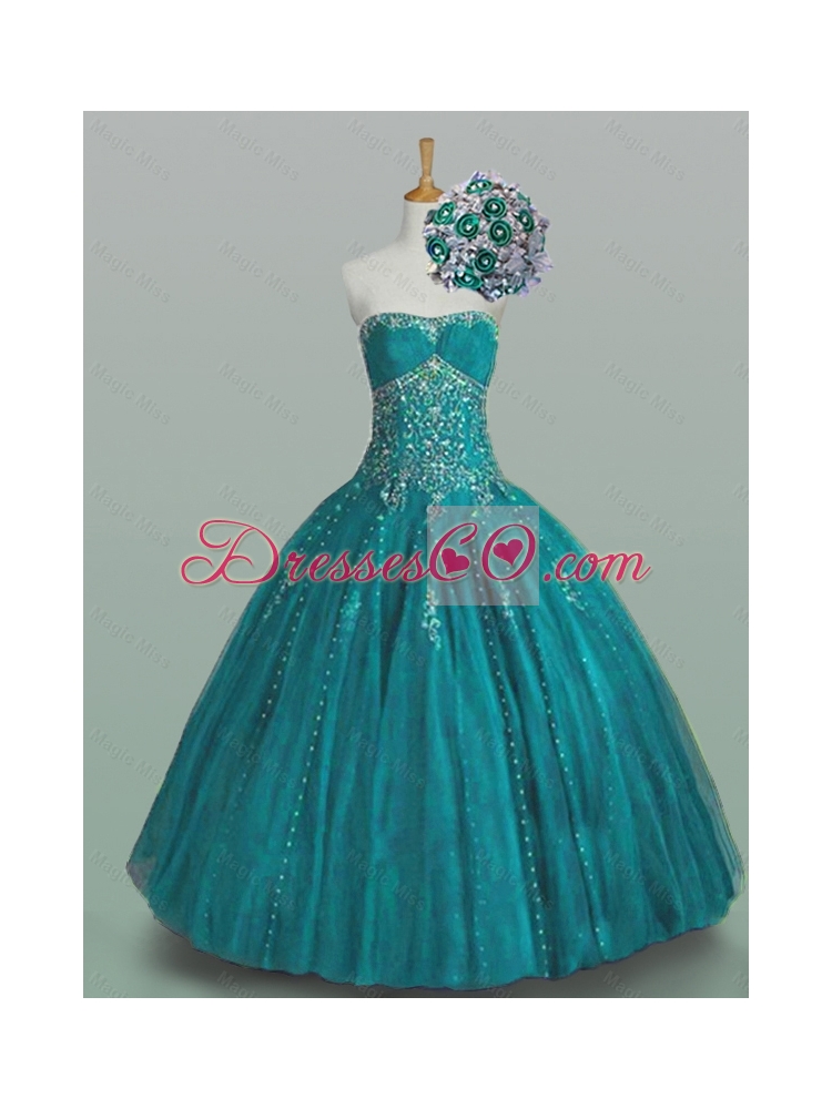 Fashionable Strapless Beaded Quinceanera Dress with Appliques
