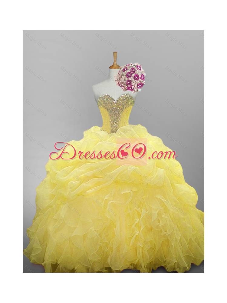 Pretty Beaded Quinceanera Dress with Ruffled Layers