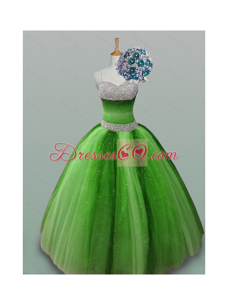 Summer Perfect Spaghetti Straps Quinceanera Dress with Beading