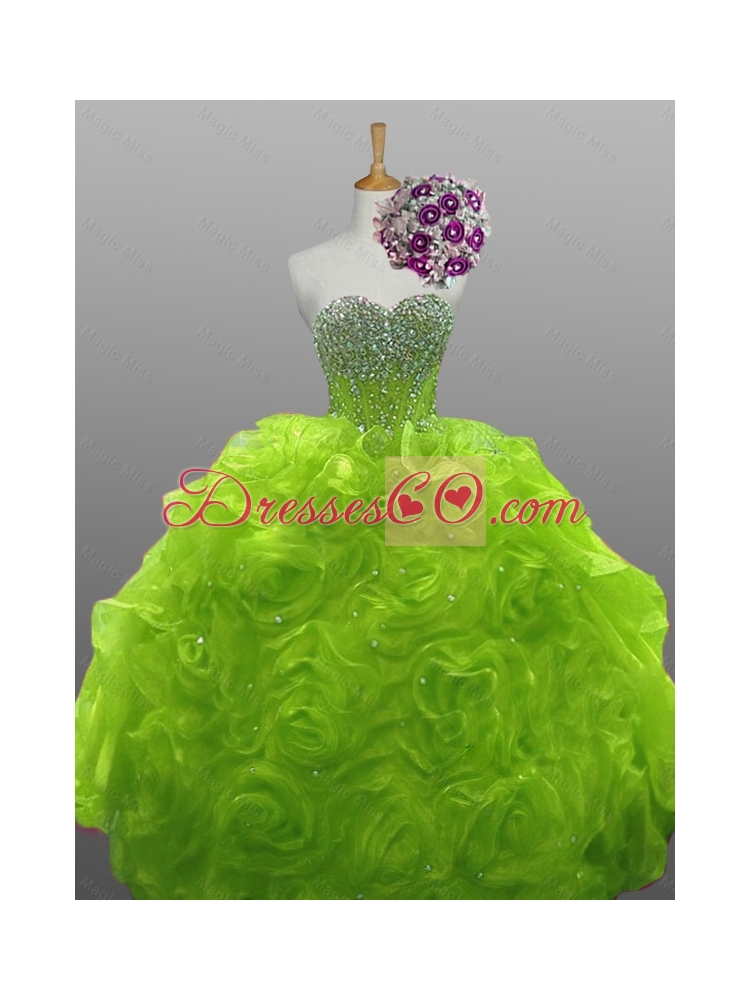 Sweet Rolling Flowers Quinceanera Gowns in Organza
