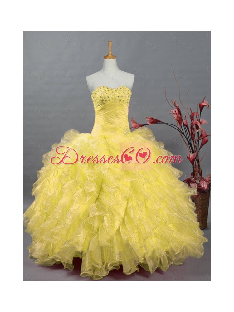 Beaded and Ruffles Quinceanera Dress in Organza for