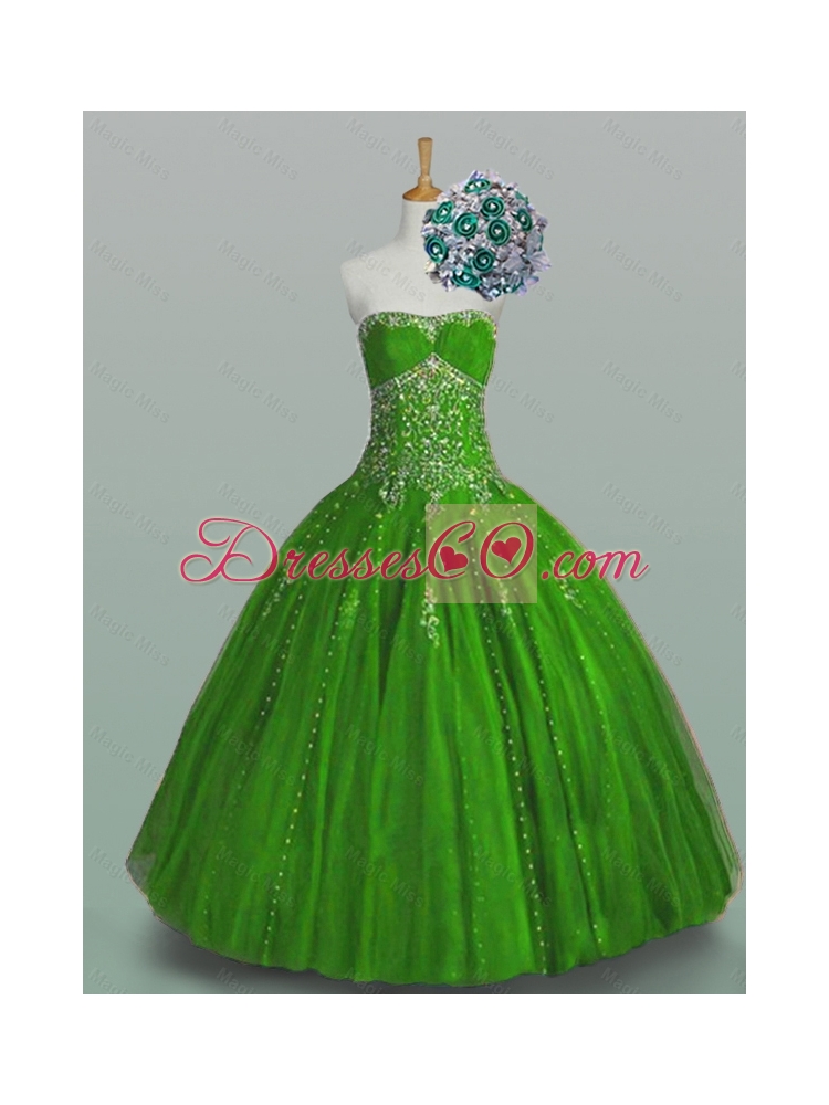 Elegant  Strapless Quinceanera Dress with Beading and Appliques