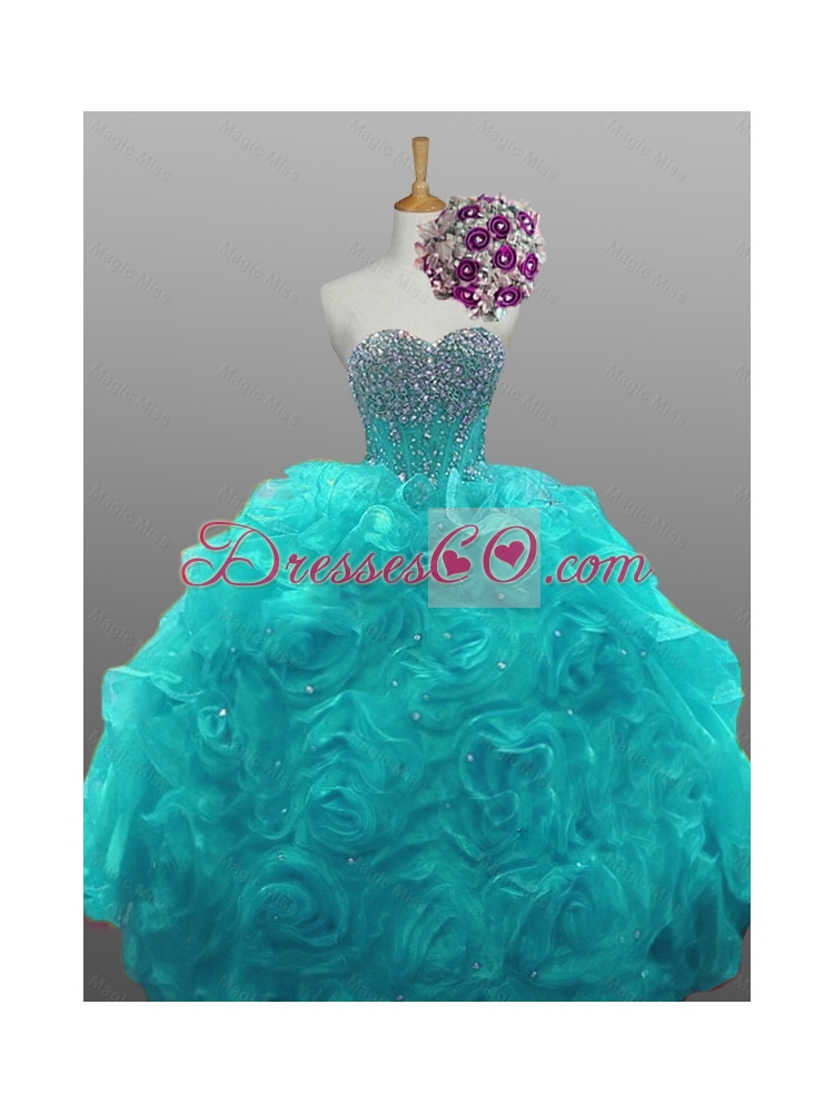 Gorgeous Beaded Quinceanera Dress with Rolling Flowers