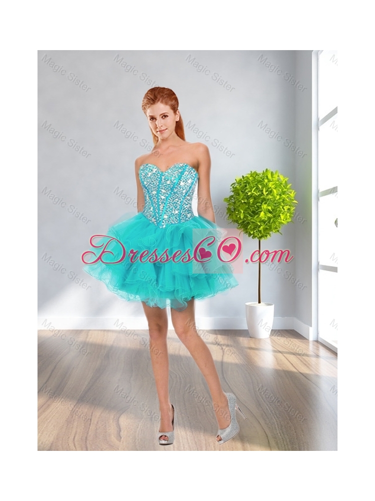 Popular Beaded Quinceanera Gown and Aqua Blue Dama Dressand Pretty Multi Color Little Girl Dressand Perfect Orange Prom Dresses