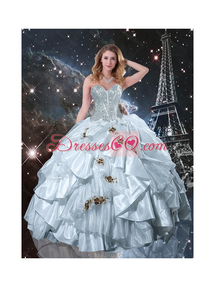 Spring Pretty Appliques Quinceanera Dress in White
