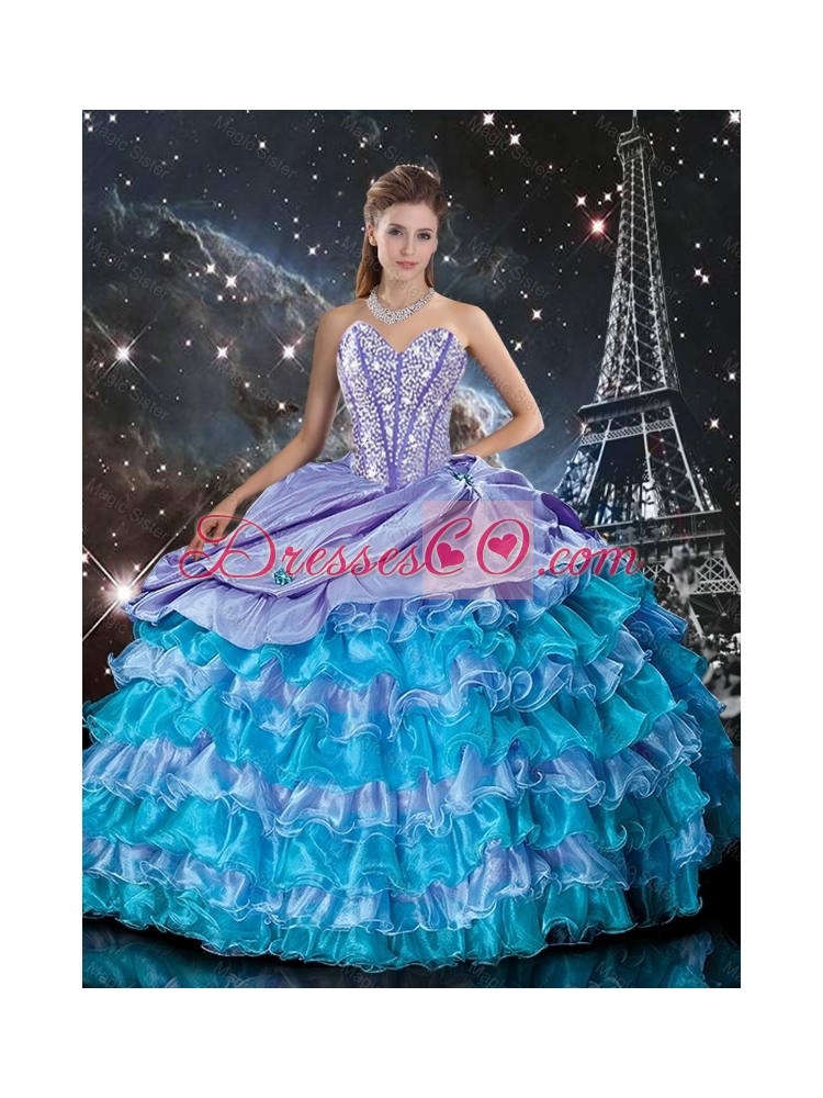 Summer Cheap Multi Color Quinceanera Dress with Ruffled Layers and Beading