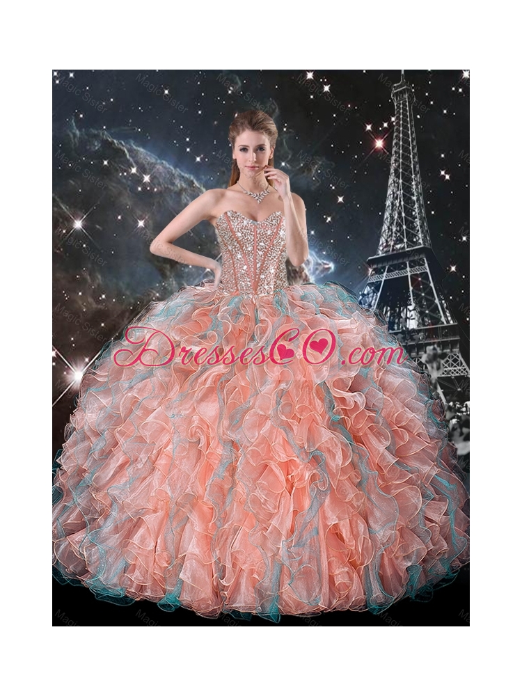 Summer Cheap Ruffles and Beaded Quinceanera Dress in Multi Color