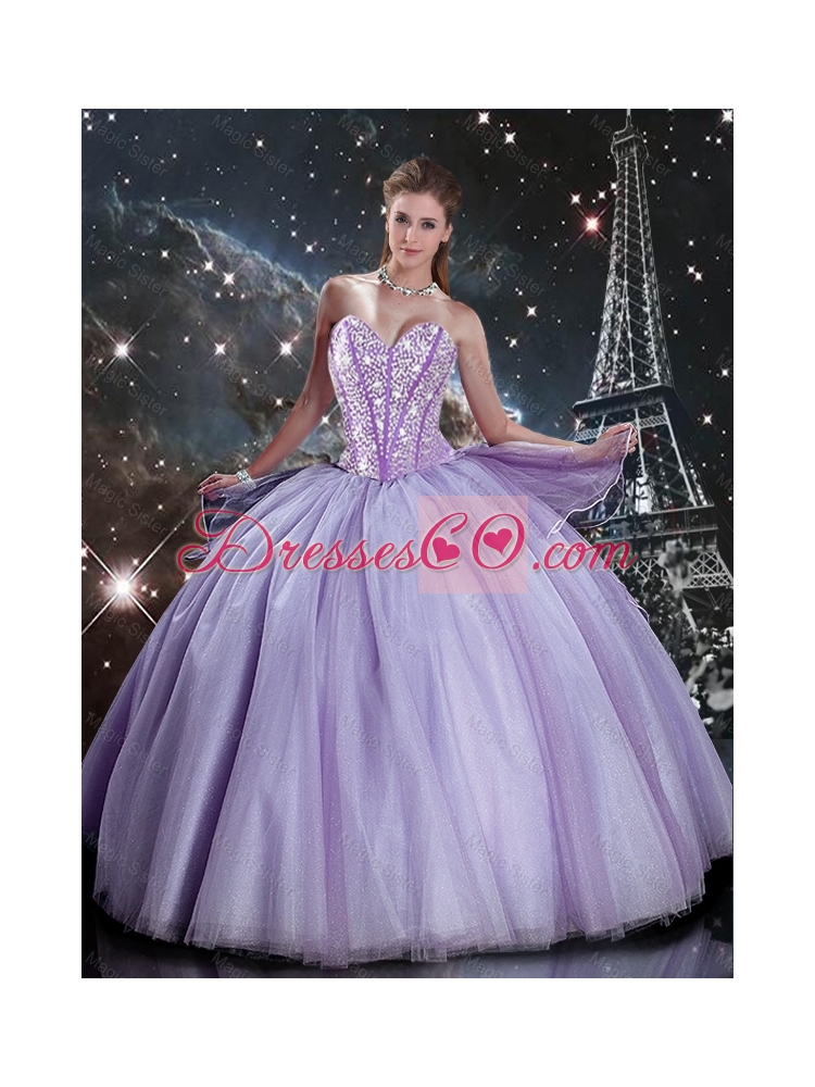 Summer Popular Lavender Tulle Quinceanera Dress with Beading