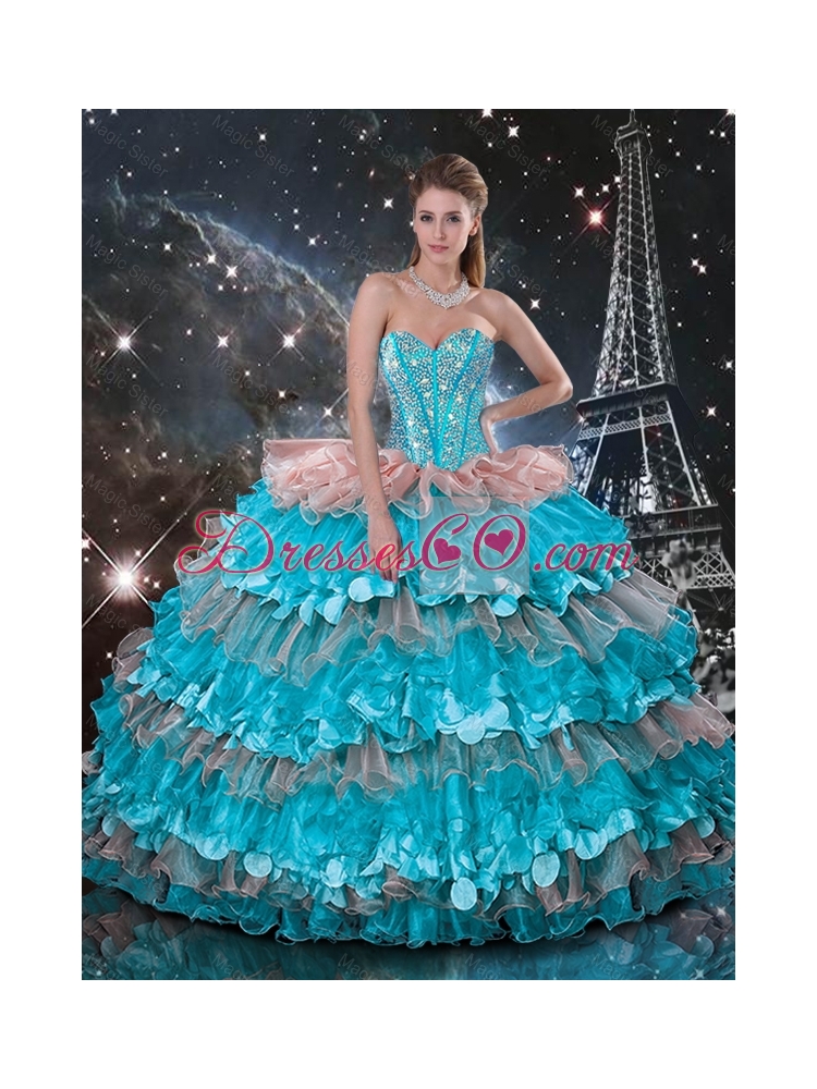 Summer Popular Quinceanera Dress with Beading and Ruffled Layers