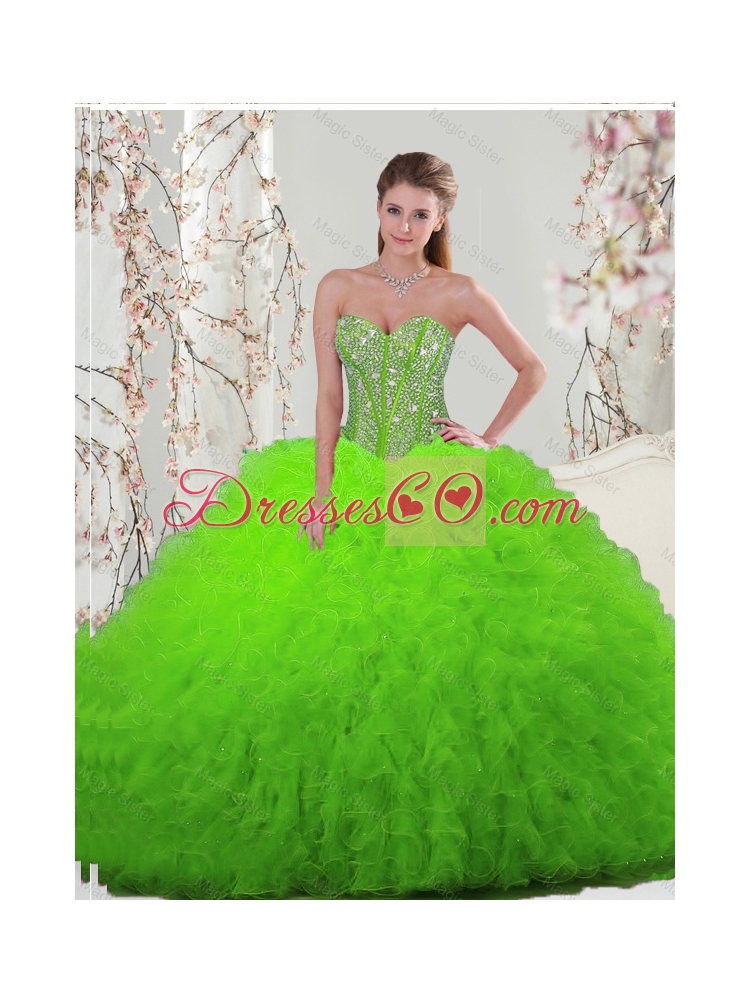 Luxurious  Spring Beaded Detachable Quinceanera Dress with Floor Length