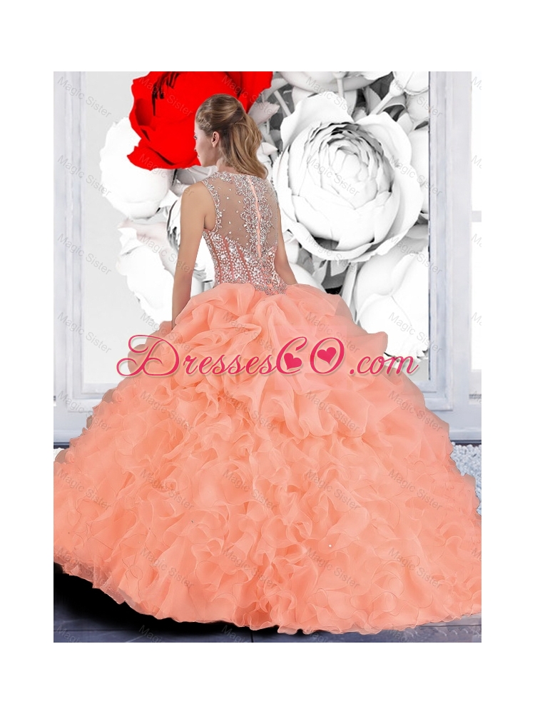 Luxurious Fall Orange Ball Gown Straps Quinceanera Dress with Beading