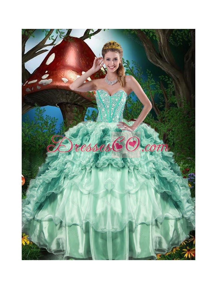 Luxurious Fall Quinceanera Dress with Beading and Ruffles